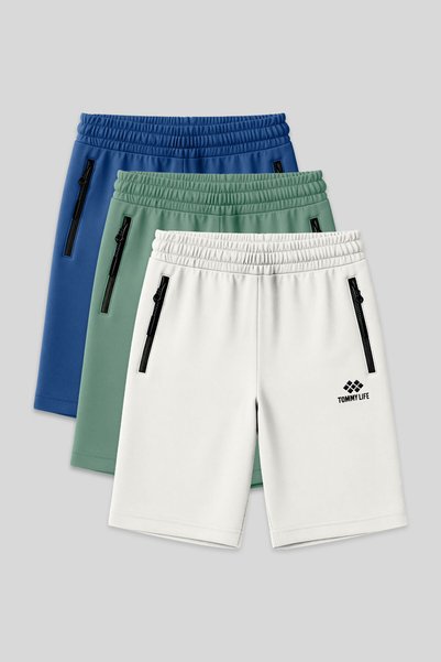Standard Fit 3-Pack Ecru-Parliament-Light Green Men's Shorts - 81136