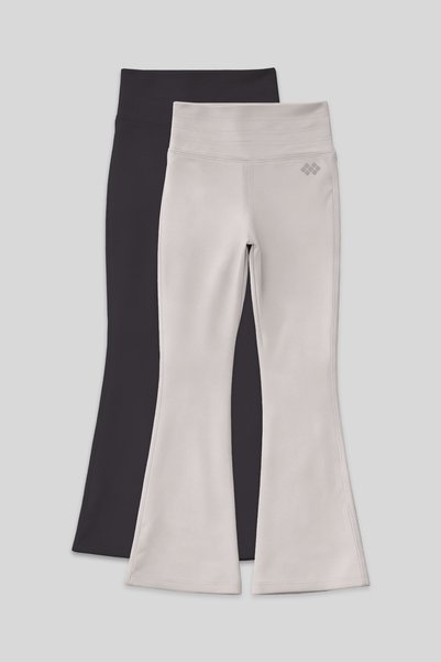 Stretchy Flared 2-Pack Anthracite-Stone Girls' Leggings - 75193