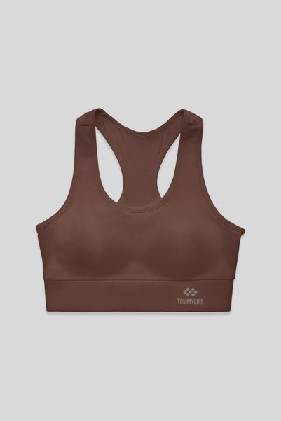 Brown Back Detail Slim Fit U-Neck Women's Sports Bustier - 97120