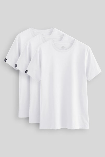 Standard Fit Basic O Neck 3 Pack White Men's T-Shirt 87911