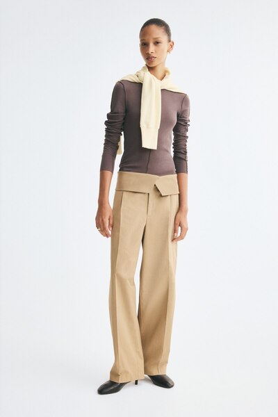 Cotton and Foldable Waistband Pants