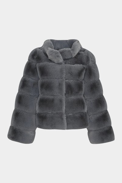 Premium Stand-Up Collar Women's Rex Faux Fur Jacket