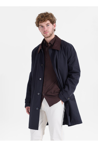 Navy Blue Men's Trench Coat F6WM-TRC 2104