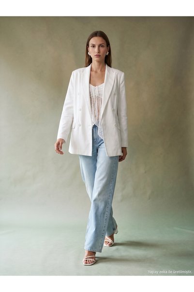 60815 Lyocell Blended Blazer Jacket-White