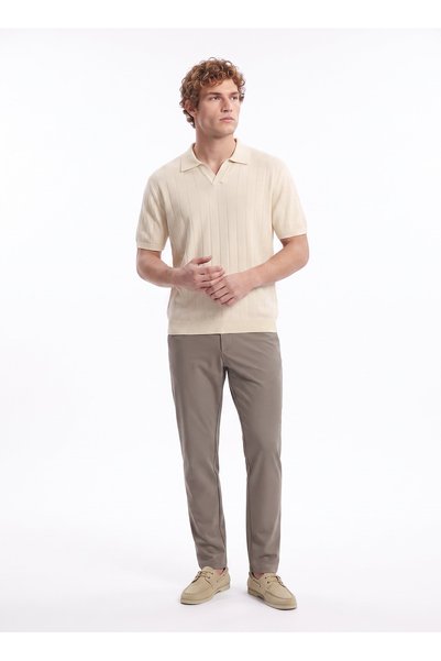 Beige Men's Slim Fit Trousers Gu26Mss01210