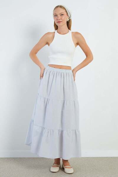 Striped Layered Maxi Skirt