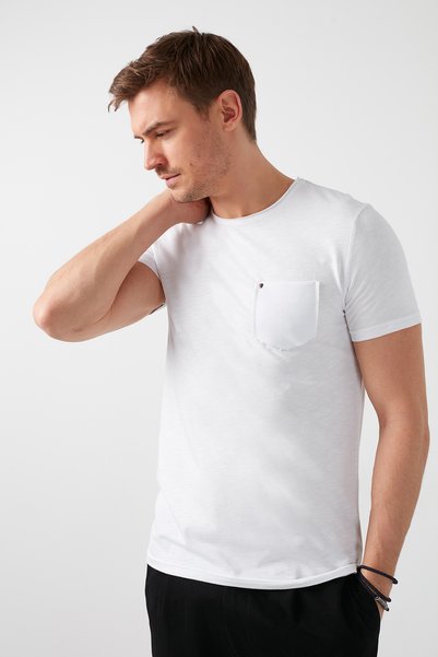 100% Cotton Slim Fit Crew Neck Pocket T Shirt Men's T Shirt 5902000