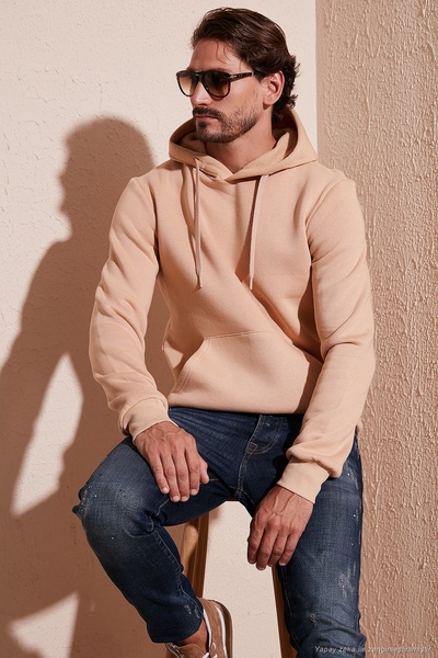 Slim Fit Hooded Kangaroo Pocket Furry Soft Fleece Sweat Men's SWEAT 5905281