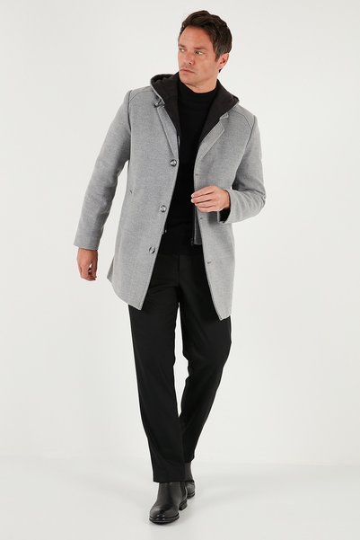 Removable Hooded Melted Slim Fit Cashew Coat Men'S COAT 5841013