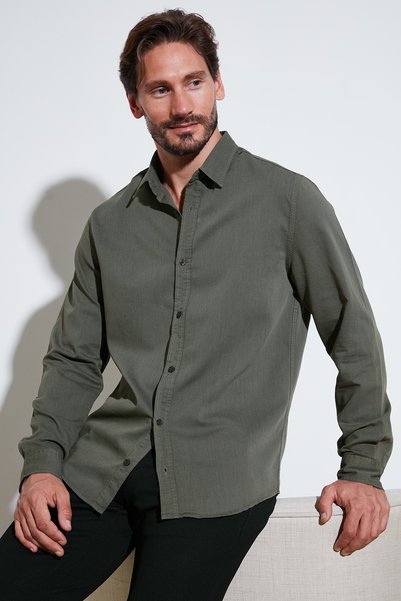 Stretch Cotton Regular Fit Shirt Men's Shirt Cf25W128861