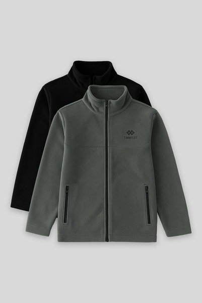 Standard Fit 2-Pack Black-Khaki Boys' Fleece Sweatshirt - 11223