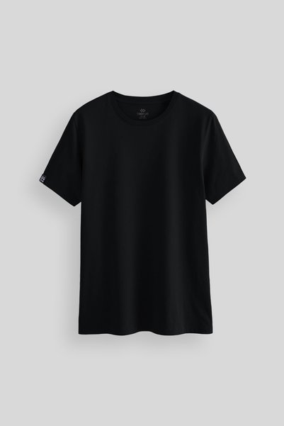 Black Men's Basic Short Sleeve Standard Fit O-Neck T-shirt - 87911