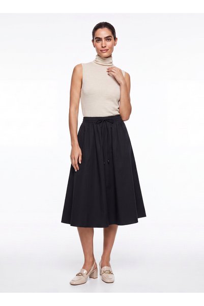Black Women's Loose Fit Skirt F6Wl-Etk0064