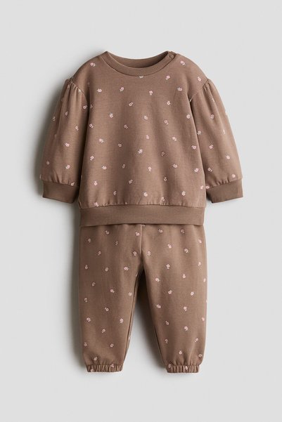 2 Piece Printed and Furry Inside Sweatshirt Set