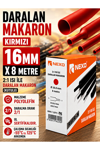 Термо-собирачка цевка црвена 16MM X 8MT (во кутија) – 2:1, полиолефин, UL сертифицирана