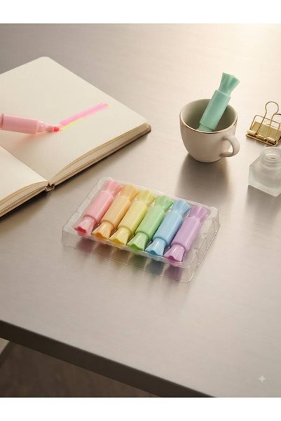 Candy Figured Double-Ended Mini Highlighter Pen Set of 6