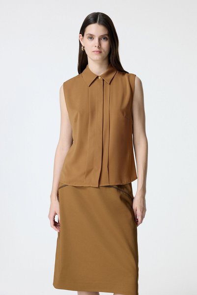 Brown Sleeveless Shirt