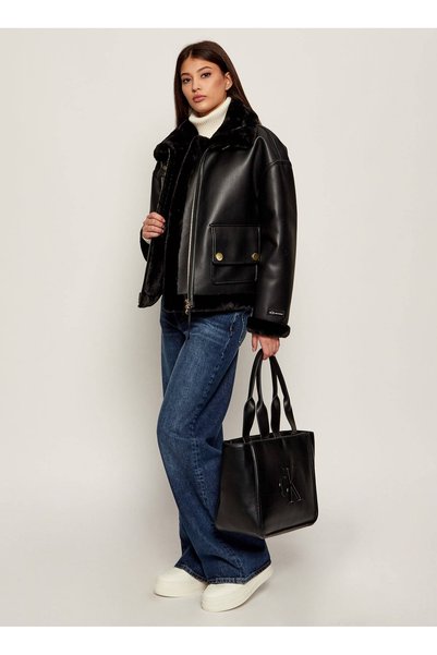 Black Women's Leather Jacket XW000713