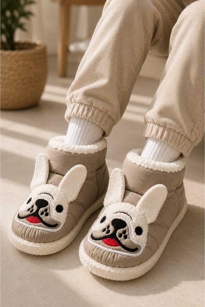 Children'S, Animal Figured, Non-Slip Sole, Plush, Soft, Warm and Comfortable Nursery Kindergarten-Home Shoes