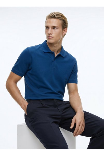 Blue Men's Regular Fit 100% Cotton Polo T-Shirt D261002