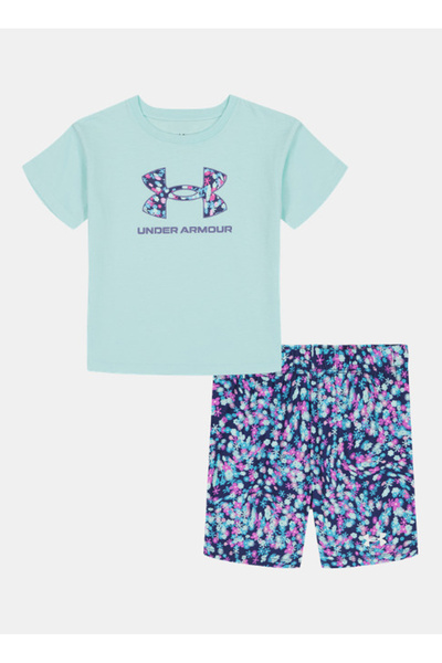 Blue Girls' Printed Shorts Set Asji1Mr-372-Ua Printed Bike Short S