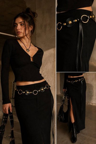 Knot Detailed Belt with Ball Accessories, Dress Belt, Jacket Belt, Shirt Belt