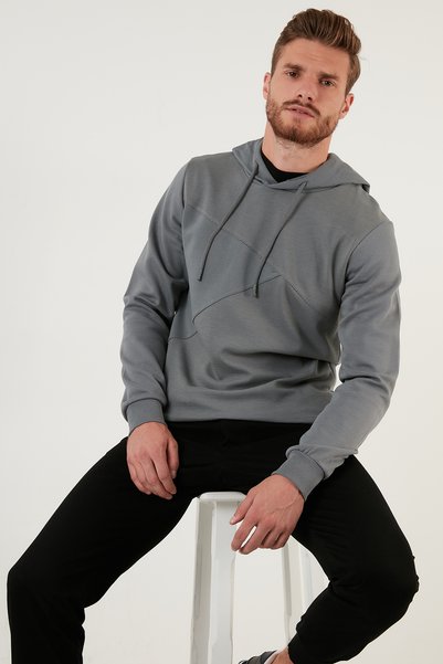 Regular Fit Hooded Cotton Sweat Men's Sweat 5905285