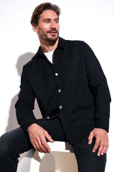 Cotton Single Pocket Regular Fit Shirt Men's Shirt Cf25W129140