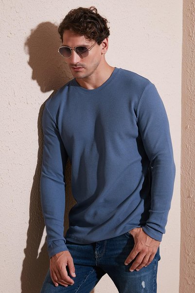 Cotton Crew Neck Slim Fit Basic Sweat Men's Sweat 5905073