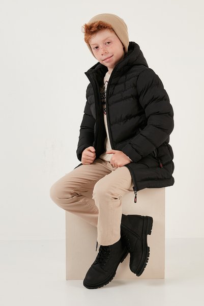 Hooded Puffer Coat with Zipper Pockets Boy's COAT 6492324