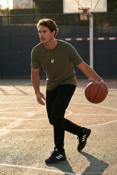 Regular Fit Normal Waist Straight Leg Sweatpants Men's Track Pants 5908050