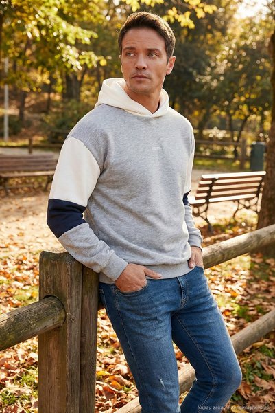 Cotton Relaxed Fit Hooded Inside Fuzzy Soft Ribbed Sweat Men's Sweat 5905299