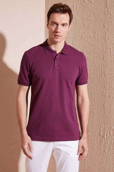 Cotton Regular Fit Buttoned Polo Collar T-Shirt Men's POLO COLLAR T-SHIRT 5902739