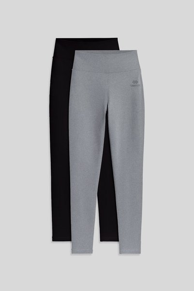 Slim Fit 2-Pack Black-Grey Melange Women's Tights - 94011