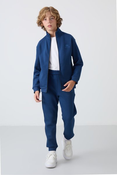 Parlament Cotton Thick Fleece Lined Standard Fit Embroidered Boys' Tracksuit Set - 11256