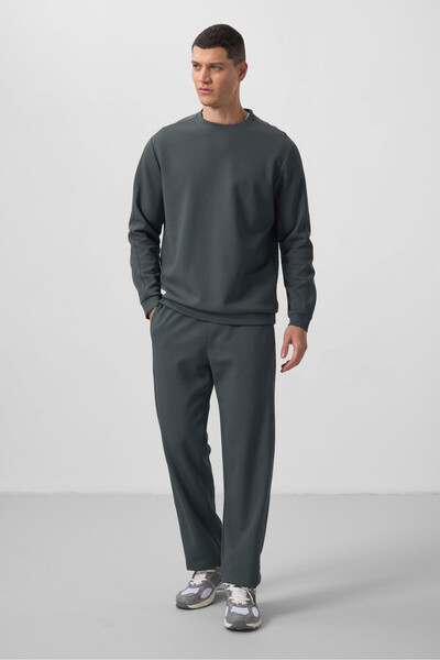 Khaki Textured Comfortable Fit Men's Tracksuit - 85275
