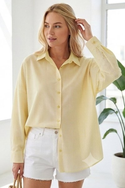3900 Oversize Long Basic Shirt - Yellow