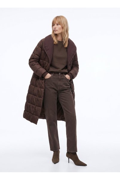 Brown Women's Relaxed Quilted Coat F6Wl-Kbn0095
