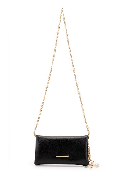 Covered Mini Women's Crossbody Bag with Star Charm Accessory, Mercury Black