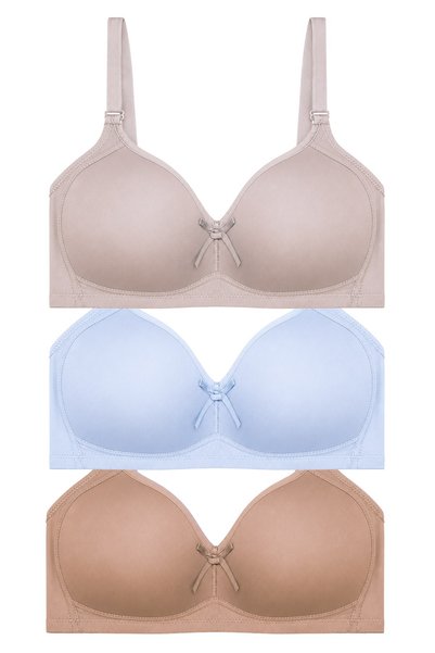 Bra - Celina |   Wireless Covered Gathering Minimizer Plus Size Women's Bra 3-Pack