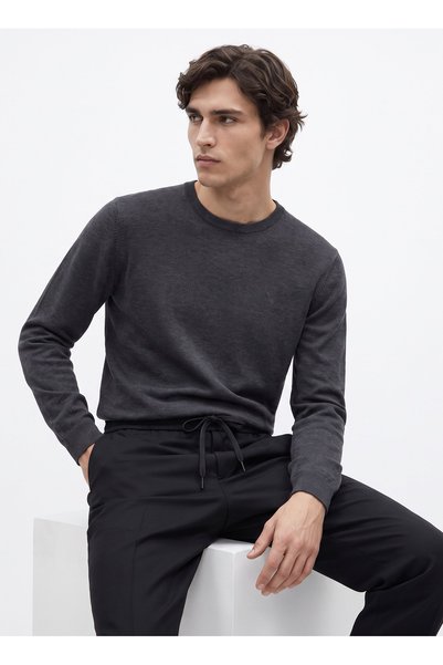 Gray Men's Slim Fit Sweater F5Wm-Kzk 2556