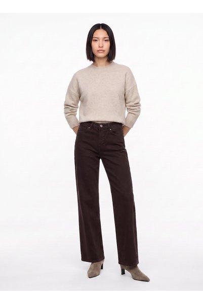 Brown Women's Denim Trousers Model-53144