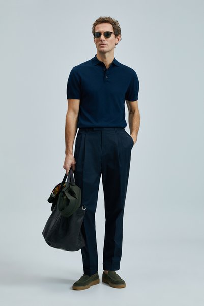 Derek Men's Silk Blend Sweater Navy Blue