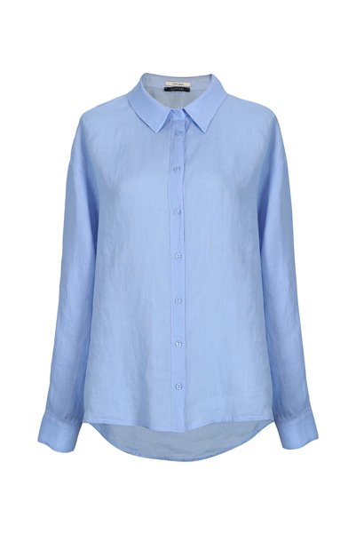 Barrı Women's Linen Shirt Blue