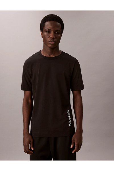 Men's Brand Logo Organic Cotton T-Shirt, Suitable for Daily Use, Black