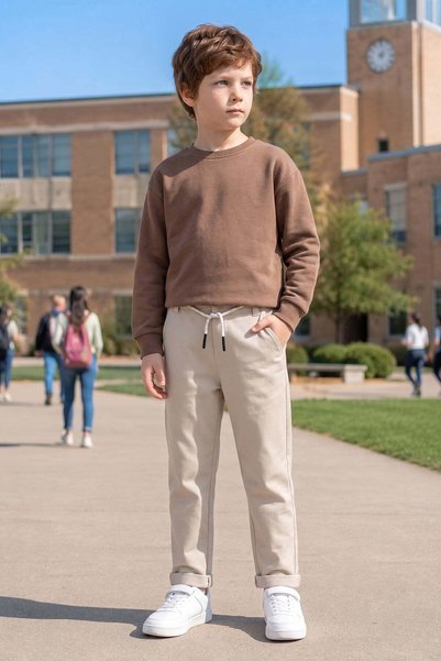 Double Legged Boys' Trousers with Tie Waist
