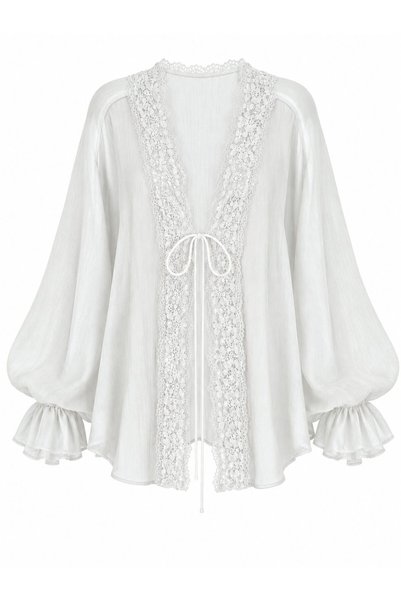 White Lace Transparent Blouse - 5108
