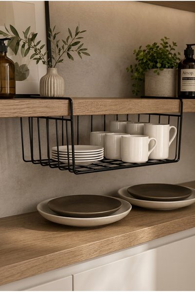 In-Cabinet Kangaroo Shelf Steel Basket Hanging Shelf Organizer Basket under Shelf Basket