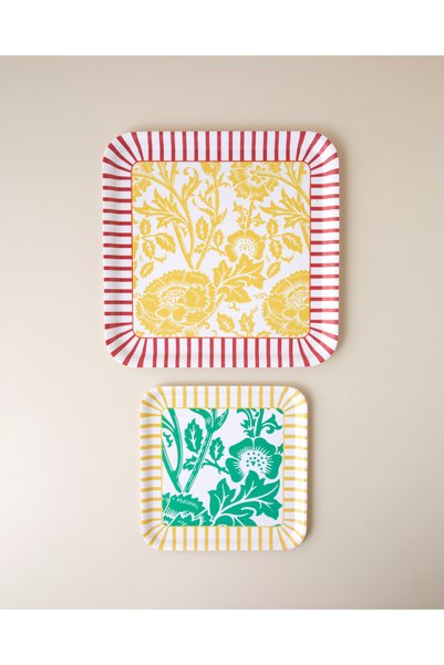 Simple Flower Melamine 2-Piece Non-Slip Tray 33X33 cm + 24X24 cm Colorful