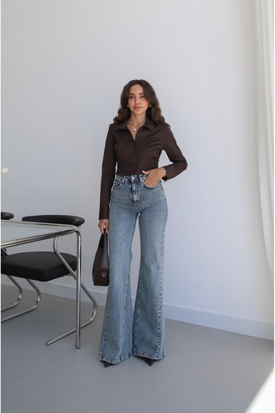 Light Blue Wide Leg Jeans with Side Stitching Detail